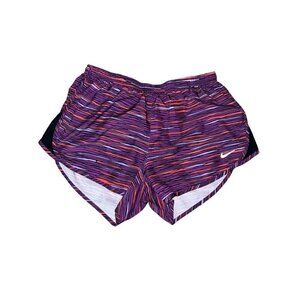 NIKE DRI-FIT Running Womens' Purple Red Black Striped Tempo Shorts Size M